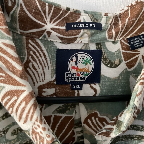 REYN SPOONER Green and Brown Floral Button Down HAWAIIAN SHIRT NEVER WORN 3X - Picture 3 of 11